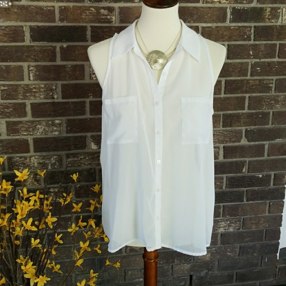 DECREE - white sheer sleeveless top